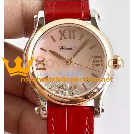 Replica Chopard Happy Sport 36MM Automatic 278559 Noob Stainless Steel & Rose Gold Pink Dial Swiss 2892
