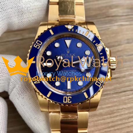 Replica Rolex Submariner Date 116618LB BP Yellow Gold Blue Dial Swiss 2836-2