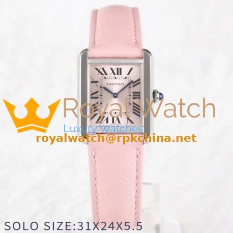 Replica Cartier Tank Solo Ladies 31MM AF Stainless Steel Rose Gold Dial Swiss Ronda Quartz