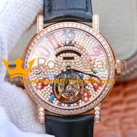 Replica Franck Muller Round Color Dreams Tourbillon TWL Rose Gold & Diamonds Diamond Dial Swiss Tourbillon