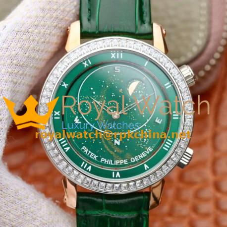 Replica Patek Philippe Grand Complications Sky Moon Celestial 5102PR Noob Rose Gold & Diamond Green Dial Swiss 240 LU CL C