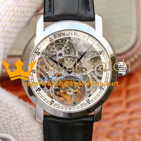 Replica Audemars Piguet Jules Audemars Tourbillon 26357PT.ZZ.D028CR.01 Noob Stainless Steel White Skeleton Dial Swiss Tourbillon