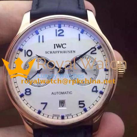 Replica IWC Portuguese IW500704 Power Reserve Rose Gold White Dial Blue Markers Swiss IWC 52010