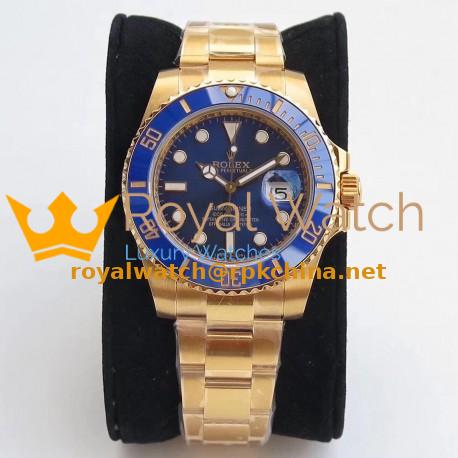 Replica Rolex Submariner Date 116618LB VR Stainless Steel With 18K Yellow Gold Wrapped Blue Dial Swiss 2836-2