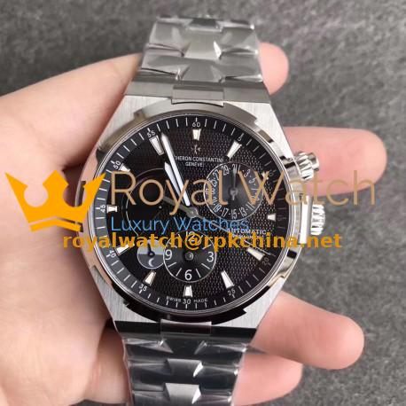 Replica Vacheron Constantin Overseas Dual Time 47450/B01A TWA Stainless Steel Black Dial Swiss 1222 SC