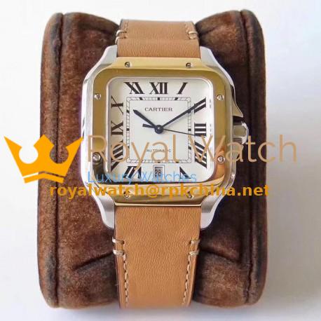 Replica Cartier Santos De Cartier Large 2018 W2SA0006 KOR Stainless Steel & Yellow Gold White Dial M9015