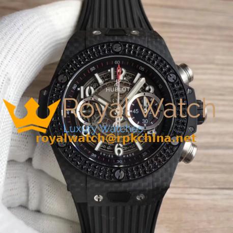 Replica Hublot Big Bang Unico Carbon 411.QX.1170.RX 3AF Carbon Fiber & Diamond Skeleton Dial Swiss HUB1242