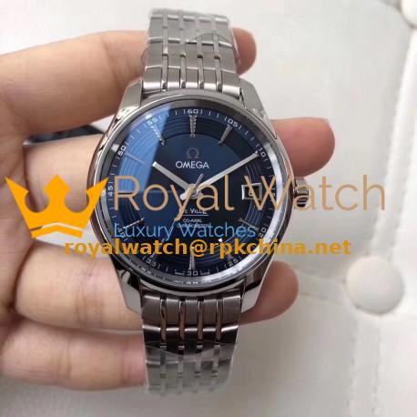 Replica Omega De Ville Hour Vision Co-Axial 41MM 431.33.41.21.03.001 VS Stainless Steel Blue Dial Swiss 8500