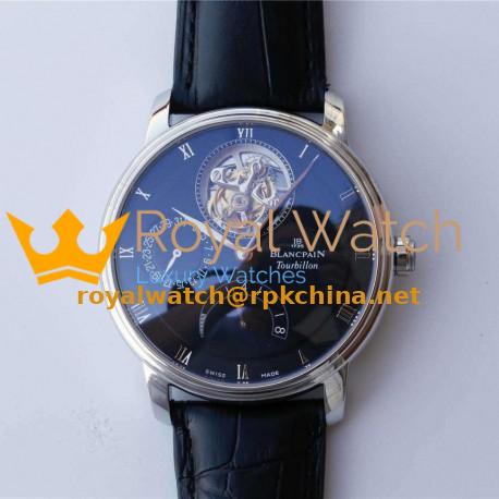 Replica Blancpain Villeret Tourbillon 8 Days 6025-1542-55B JB Stainless Steel Black Dial Swiss Tourbillon