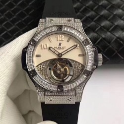 Big Bang Tourbillon Noob Factory SS & Diamonds Beige & Diamond Dial Swiss Tourbillon
