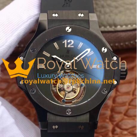 Replica Hublot Big Bang Tourbillon Solo Bang Ceramic 305.CM.134.RX Noob Ceramic Black Dial Swiss Tourbillon