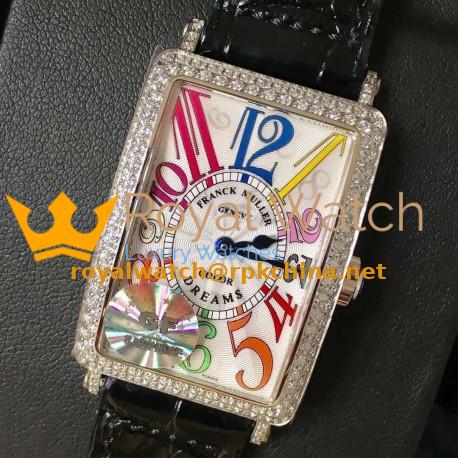 Replica Franck Muller Ladies Long Island Color Dreams 1200 CH COL DRM D GF Stainless Steel & Diamonds Silver Dial Swiss Quartz