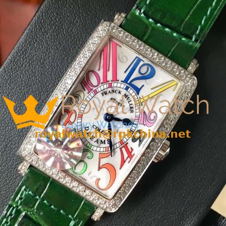 Replica Franck Muller Ladies Long Island Color Dreams 1200 CH COL DRM D GF Stainless Steel & Diamonds Silver Dial Swiss Quartz