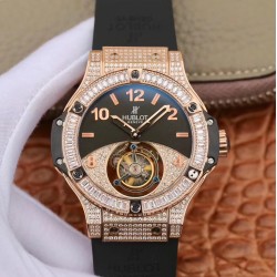 Big Bang Tourbillon Noob Factory RG & Diamonds Black & Diamond Dial Swiss Tourbillon