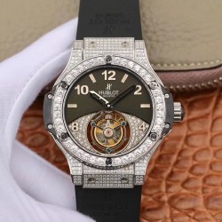 Big Bang Tourbillon Noob Factory SS & Diamonds Black & Diamond Dial Swiss Tourbillon