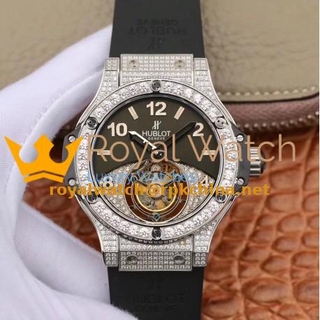Replica Hublot Big Bang Tourbillon Noob Stainless Steel & Diamonds Black & Diamond Dial Swiss Tourbillon