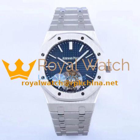 Replica Audemars Piguet Royal Oak Tourbillon Extra Thin 26510 JF Stainless Steel Blue Dial Swiss Tourbillon