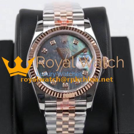 Replica Rolex Datejust 36MM 116231 GM Stainless Steel 904L & Rose Gold Grey Mother Of Pearl Dial Swiss 2824-2