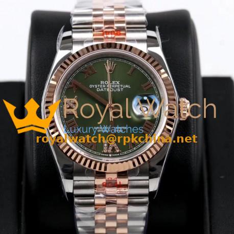 Replica Rolex Datejust 36MM 116231 GM Stainless Steel 904L & Rose Gold Green Dial Swiss 2824-2