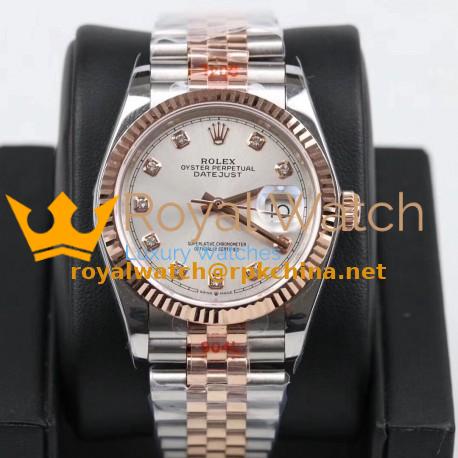 Replica Rolex Datejust 36MM 116231 GM Stainless Steel 904L & Rose Gold Silver Dial Swiss 2824-2