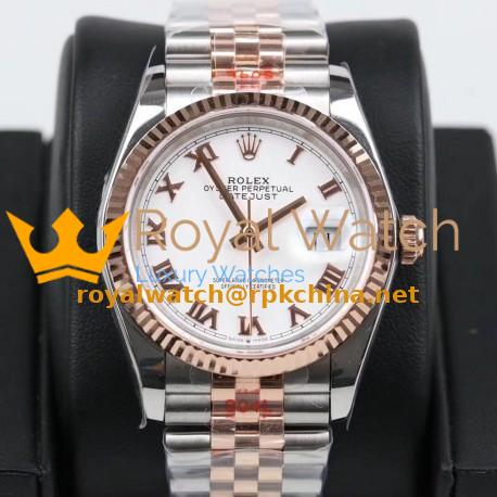 Replica Rolex Datejust 36MM 116231 GM Stainless Steel 904L & Rose Gold White Dial Swiss 2824-2
