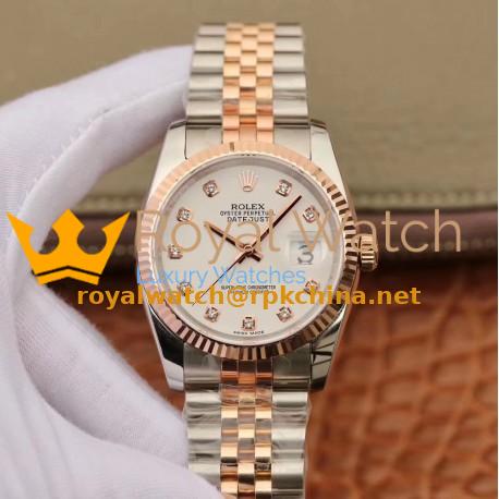 Replica Rolex Datejust 36MM 116231 GM Stainless Steel 904L & Rose Gold White Dial Swiss 2824-2
