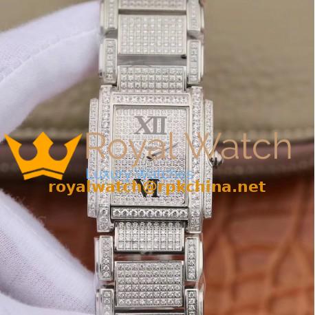 Replica Patek Philippe Ladies Twenty-4 4910/10A AW Stainless Steel & Diamond Diamond Dial Swiss Ronda Quartz
