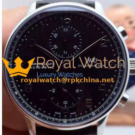 Replica IWC Portuguese IW371438 Chronograph Stainless Steel Black Dial Swiss IWC 89000