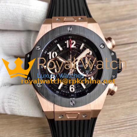 Replica Hublot Big Bang Unico King Gold Ceramic 411.OM.1180.RX Noob Rose Gold Skeleton Dial Swiss HUB1220