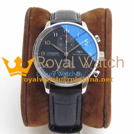 Replica IWC Portugieser Chronograph IW371447 ZF V2 Stainless Steel Black Dial Swiss 7750