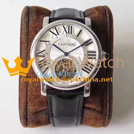 Replica Cartier Rotonde Flying Tourbillon W1556216 BL V2 Stainless Steel Silver Dial Swiss Tourbillon
