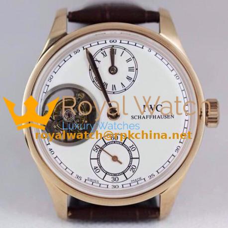 Replica IWC Portuguese Regulateur Tourbillon IW5446 Rose Gold White Dial Swiss Tourbillon