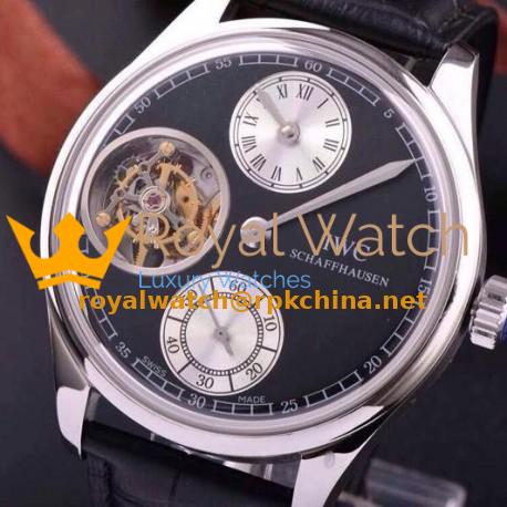 Replica IWC Portuguese Regulateur Tourbillon IW5446 Stainless Steel Black Dial Swiss Tourbillon