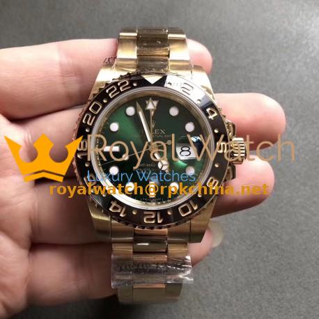 Replica Rolex GMT-Master II 116718LN GM Stainless Steel 904L With Yellow Plated Gold Green Dial Swiss 2836-2