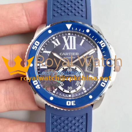 Replica Calibre De Cartier Diver WSCA0010 42MM JF Stainless Steel Blue Dial A23J