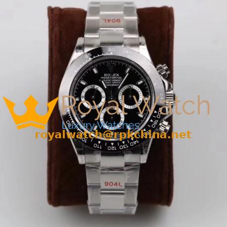 Replica Rolex Daytona Cosmograph 116500LN GM Stainless Steel 904L Black Dial Swiss 4130 Run 6@SEC