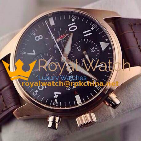 Replica IWC Pilot IW3777 Chronograph Rose Gold Black Dial Swiss 7750