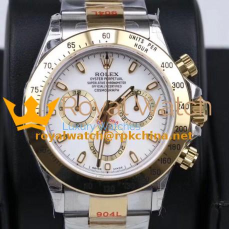 Replica Rolex Daytona Cosmograph 116503 GM Yellow Gold & Stainless Steel 904L White Dial Swiss 4130 Run 6@SEC
