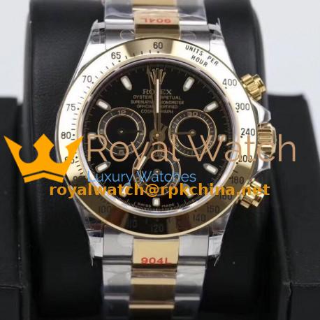 Replica Rolex Daytona Cosmograph 116503 GM Yellow Gold & Stainless Steel 904L Black Dial Swiss 4130 Run 6@SEC