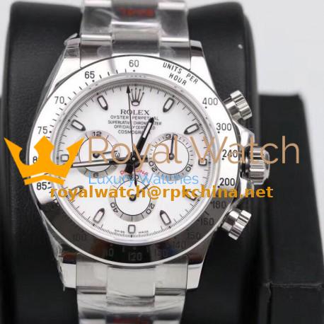 Replica Rolex Daytona Cosmograph 116520 GM Stainless Steel 904L White Dial Swiss 4130 Run 6@SEC