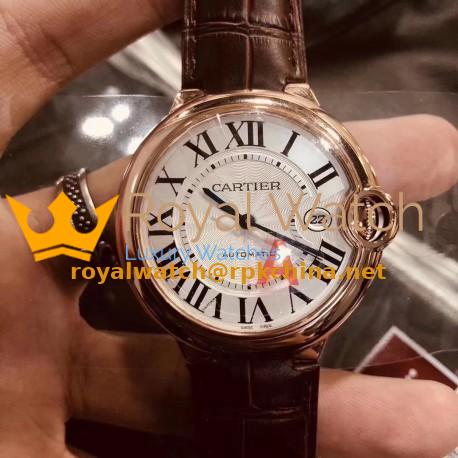 Replica Ballon Bleu De Cartier 42MM W6900651 V6 Rose Gold Silver Dial Seiko NH05A