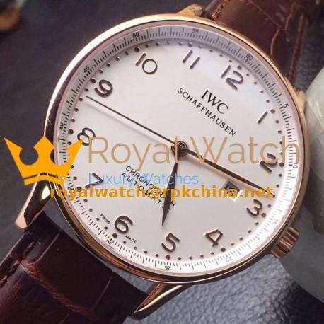 Replica IWC Portuguese Rose Gold White Dial Swiss IWC 89000