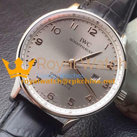 Replica IWC Portuguese Stainless Steel Gray Dial Rose Gold Markers Swiss IWC 89000