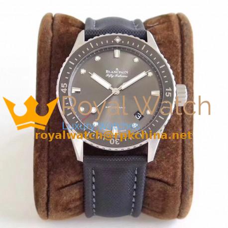 Replica Blancpain Fifty Fathoms Bathyscaphe 5000-1110-B52A ZF Stainless Steel Shiny Black Dial Swiss 1315