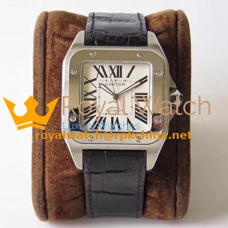 Replica Cartier Santos 100 38MM W20073X8 KZ Stainless Steel White Dial Swiss 2824-2