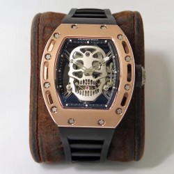 RM052 EURF RG Skeleton Silver Skull Dial Swiss Tourbillon