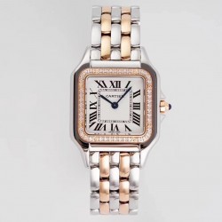 Panthere Medium Ladies W3PN0007 AF SS & RG White Dial Swiss Ronda Quartz