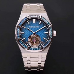 Royal Oak Tourbillon Extra Thin 26521 R8F SS & Blue Diamonds Blue Dial Swiss 2924