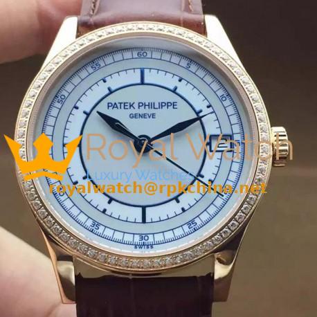 Replica Patek Philippe Calatrava 5296 Rose Gold Diamonds Bezel Swiss 324SC
