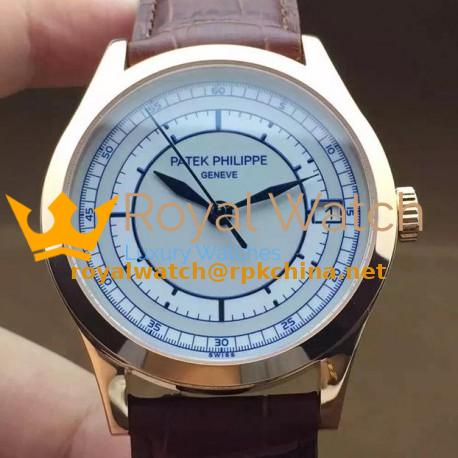 Replica Patek Philippe Calatrava 5296 Rose Gold White & Blue Dial Swiss 324SC